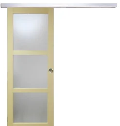 Gd Menuiseries Porte Coulissante Bois Ayous Vitrée H204 X L73, Rail Alu, Coquilles