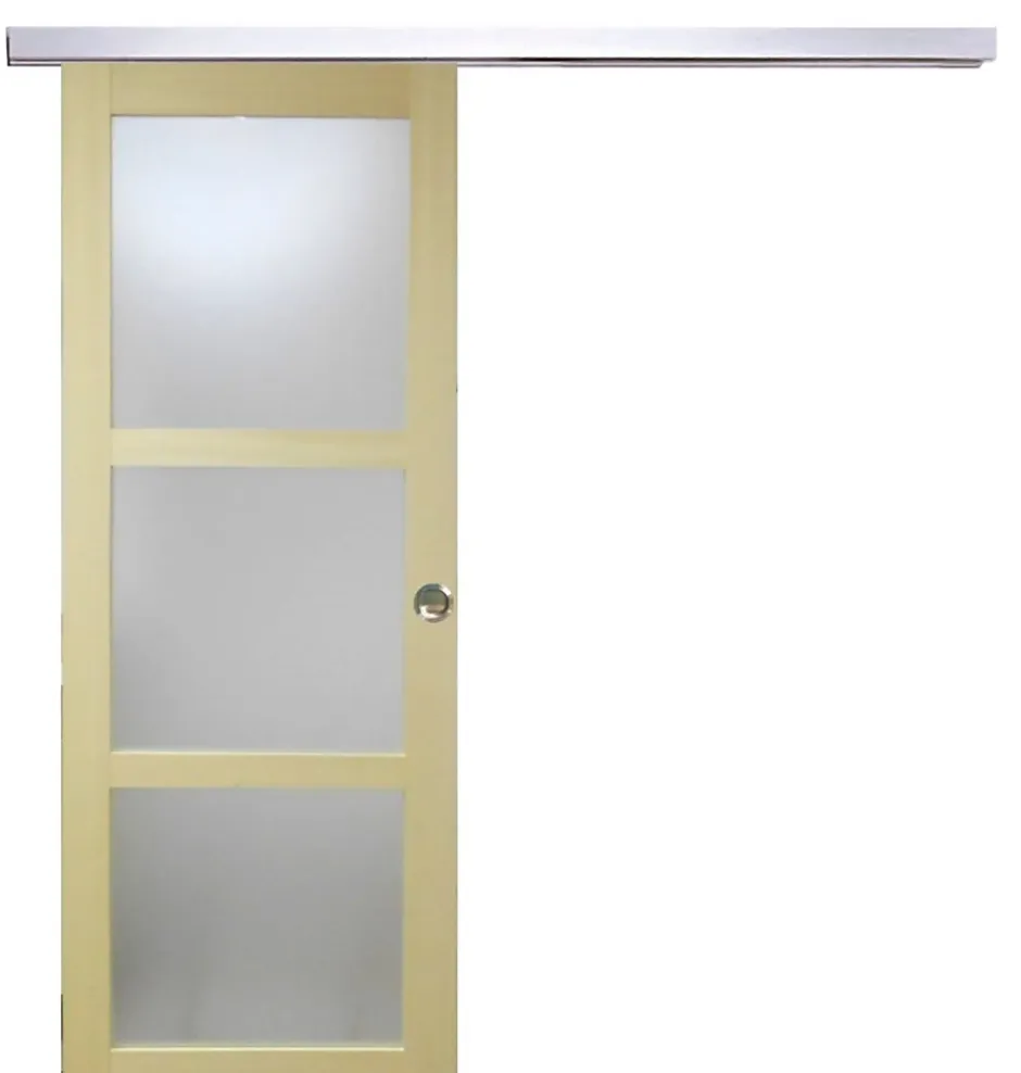 Gd Menuiseries Porte Coulissante Bois Ayous Vitrée H204 X L73, Rail Alu, Coquilles