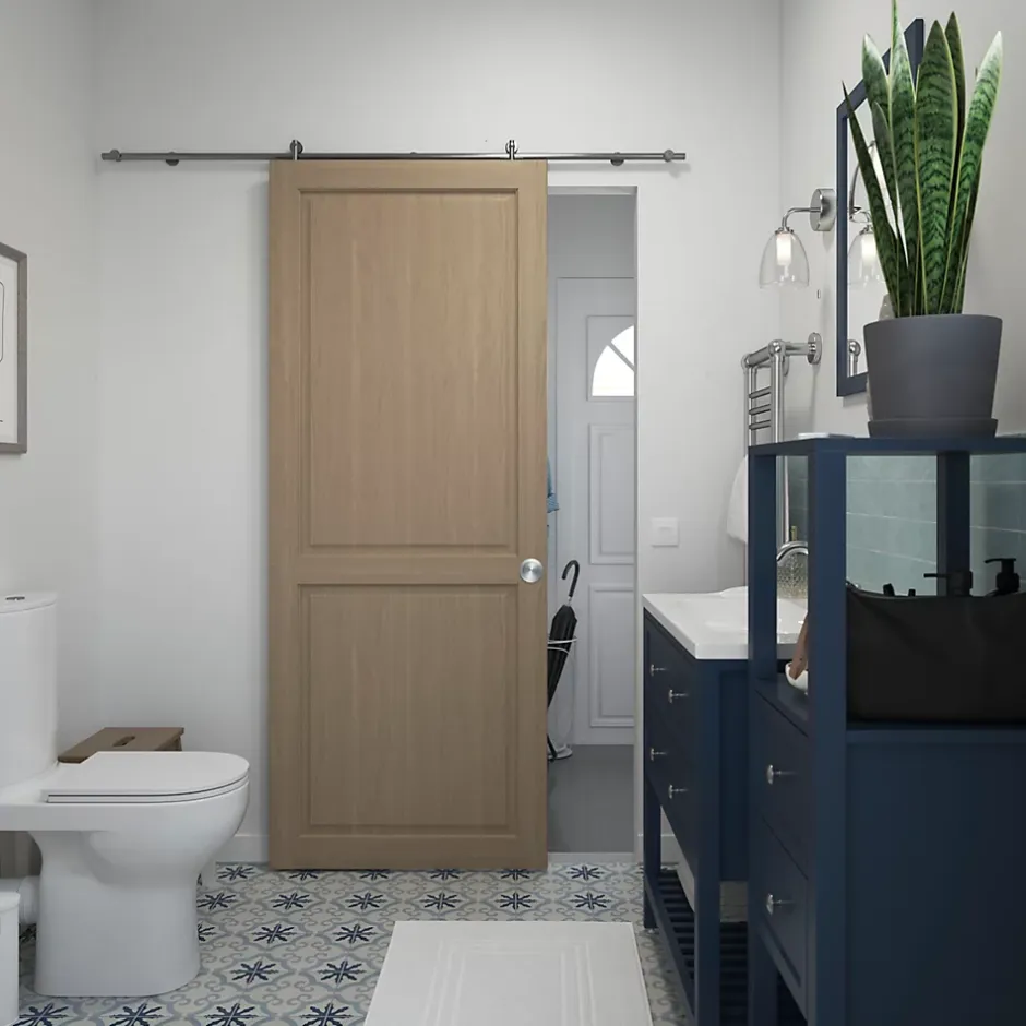 Porte coulissante Camargue effet chêne naturel H.204 x l.83 cm