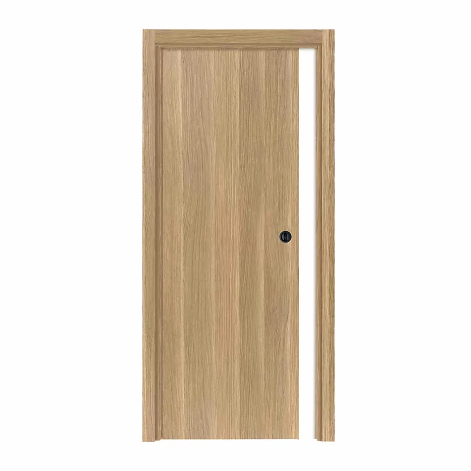 Porte coulissante cloison Matild 83 cm avec crochet rond condamnation noir-Reivilo Discount