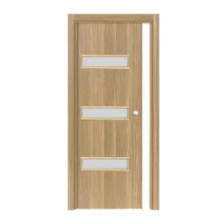 Porte coulissante cloison April, H.204 x l.73 cm, sans serrure, finition chêne brut structuré-Reivilo Clearance