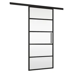 Porte coulissante complète 102x220 - verre de sécurité -décor industriel-poignée barre-Schulte Clearance