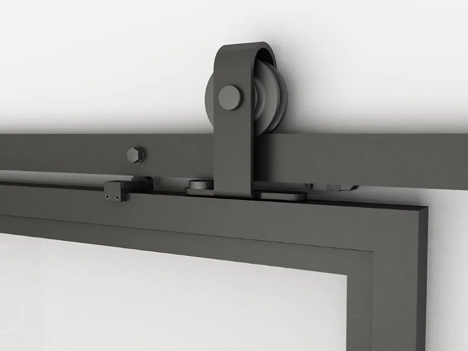 Schulte Porte coulissante complète verre - 90x215 - Porte vitrée - Décor industriel - Satinée - Noir