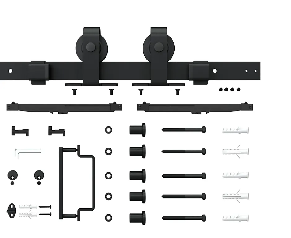 Schulte Porte coulissante complète verre - 90x215 - Porte vitrée - Décor industriel - Satinée - Noir