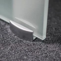 Porte coulissante complète 90x208 - verre de sécurité - porte vitrée - décor dépoli - système apparent-Schulte Sale