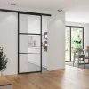 Schulte Porte coulissante complète verre - 102x220 - Porte vitrée - Décor industriel Loftstyle - Transparent - Noir