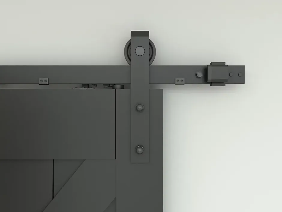 Schulte Porte coulissante complète - bois 90x215cm - chêne oak noir - système ouvert noir -Softclose