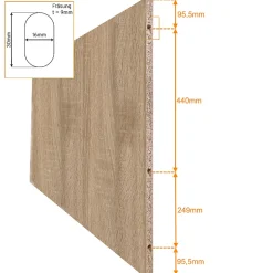 Schulte Porte coulissante complète - 176x203 - décor chêne - double porte - poignée ronde - double softclose