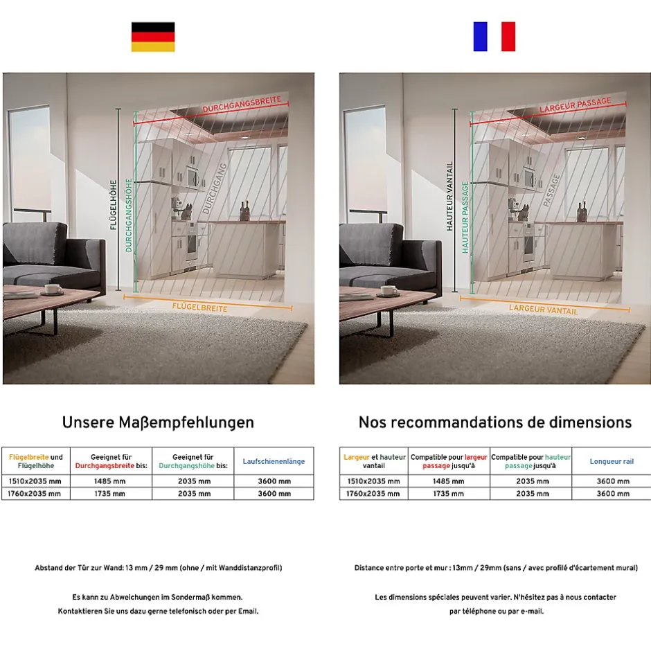 Schulte Porte coulissante complète - 176x203 - décor chêne - double porte - poignée ronde - double softclose