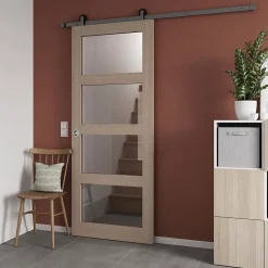 Porte coulissante Connemara vitrée H.204 x l.83 cm-GoodHome Best