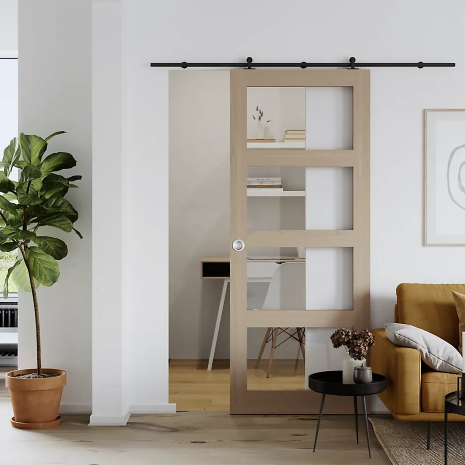 Porte coulissante Connemara vitrée H.204 x l.83 cm-GoodHome Best