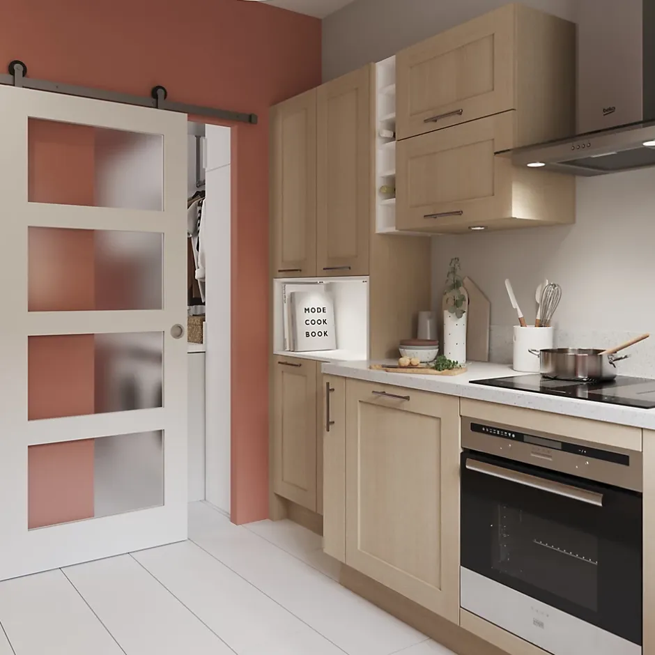 Porte coulissante Connemara 4 carreaux blanc H.204 x l.83 cm- Sale