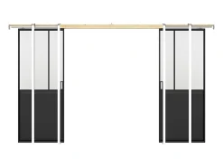 Porte coulissante double atelier avec système à galandage - Noir et verre trempé - 2 x H205 x L93 cm - ARTISTO II-Vente-unique Best