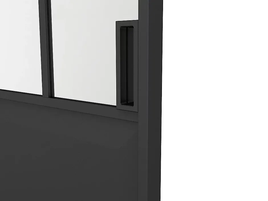 Porte coulissante double atelier avec système à galandage - Noir et verre trempé - 2 x H205 x L93 cm - ARTISTO II-Vente-unique Best