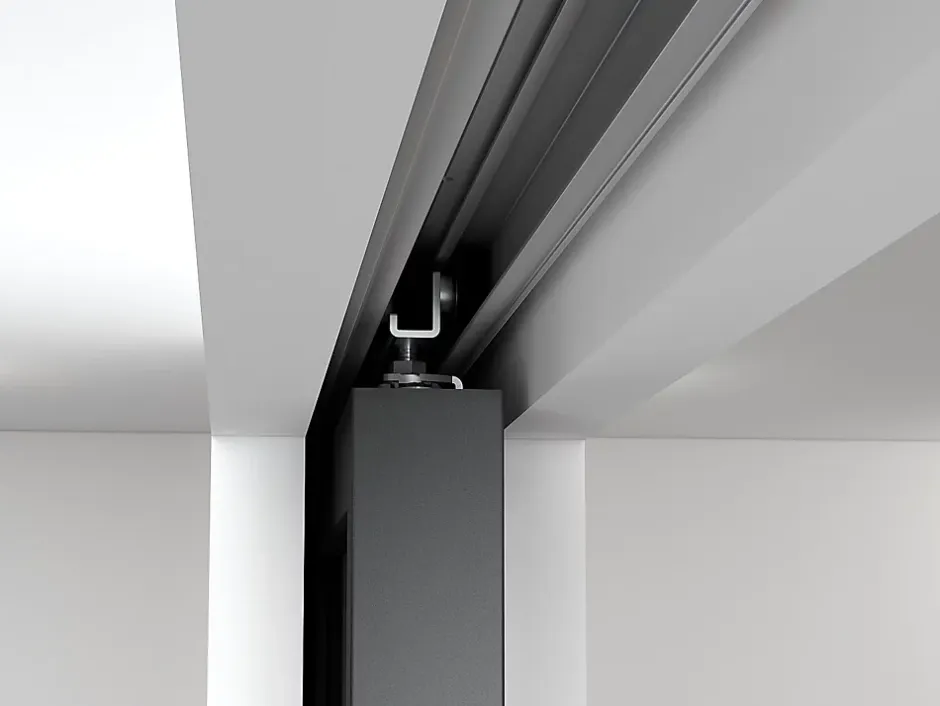 Porte coulissante double atelier avec système à galandage - Noir et verre trempé - 2 x H205 x L93 cm - ARTISTO II-Vente-unique Best