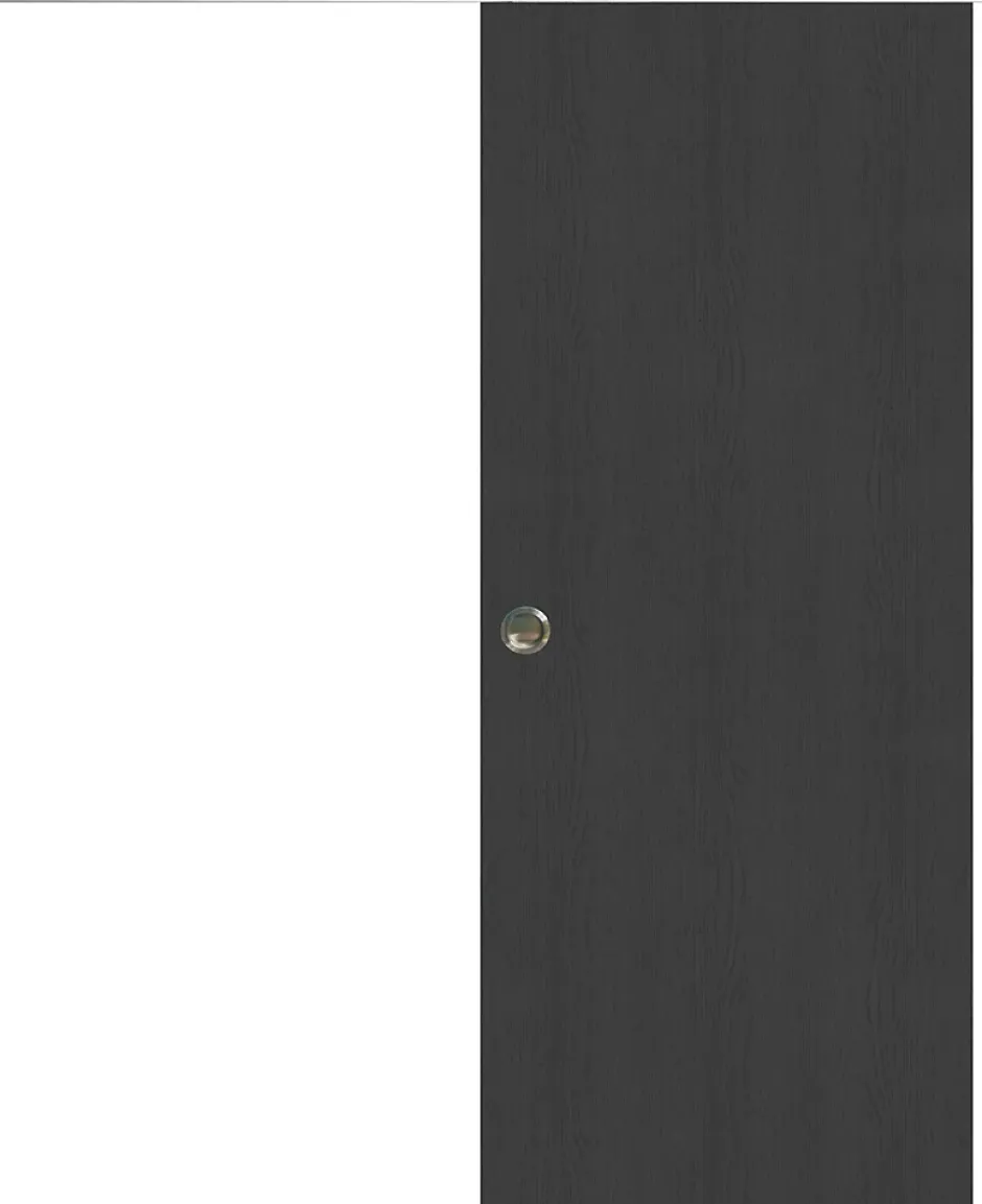 Gd Menuiseries Porte Coulissante Grey Oak H204 X L83, Rail Alu Bandeau Blanc, Coquilles