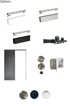 Porte Coulissante Honey Oak H204 X L93, Rail Alu Bandeau Noir-Gd Menuiseries Clearance