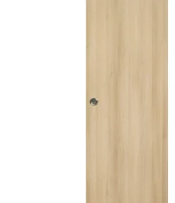 Gd Menuiseries Porte Coulissante Honey Oak H204 X L73, Rail Alu Bandeau Blanc, Coquilles