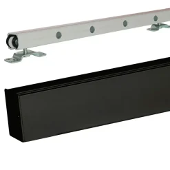 Porte Coulissante Honey Oak H204 X L73, Rail Alu Bandeau Noir, Coquilles-Gd Menuiseries Hot