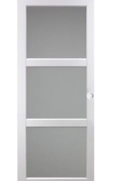 Porte Coulissante Kenya Blanc Vitrée H204 X L73, Rail Alu, Coquilles Blanc-Gd Menuiseries Sale