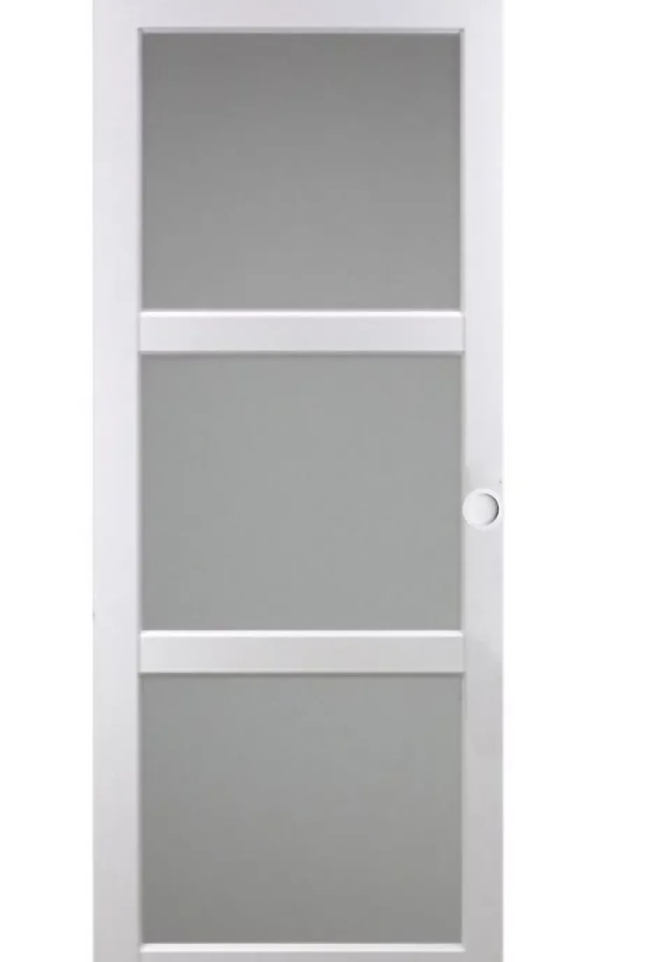 Porte Coulissante Kenya Blanc Vitrée H204 X L73, Rail Alu, Coquilles Blanc-Gd Menuiseries Sale