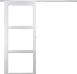 Gd Menuiseries Porte Coulissante Kenya Blanc Vitrage Transparent H204 X L73, Rail Alu, Coquilles Blanc