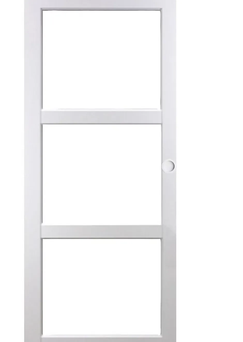 Gd Menuiseries Porte Coulissante Kenya Blanc Vitrage Transparent H204 X L73, Rail Alu, Coquilles Blanc
