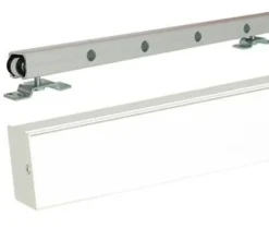 Porte Coulissante Light Walnut H204 X L73, Rail Alu Bandeau Blanc-Gd Menuiseries Best