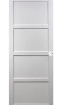 Gd Menuiseries Porte Coulissante Tamera Blanc 4 Panneaux H204 X L93, Rail Alu, Coquilles Blanc