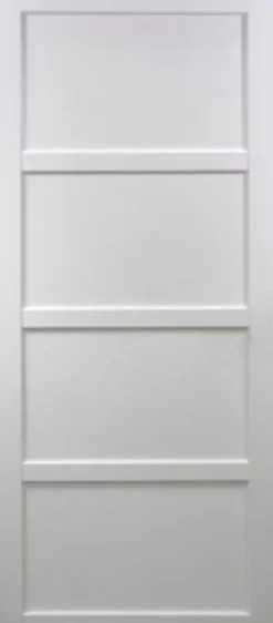 Porte Coulissante Tamera Blanc 4 Panneaux H204 X L73, Rail Alu Bandeau Blanc, Coquilles-Gd Menuiseries Clearance