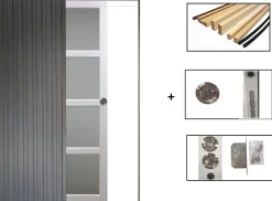 Gd Menuiseries Porte Coulissante Tana Blanc Vitrée H204 X L73, Galandage, Kit Finition