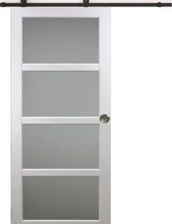 Gd Menuiseries Porte Coulissante Tana Blanc Vitrée H204 X L93, Rail Roulettes, Coquilles