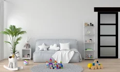 Gd Menuiseries Porte Coulissante Telia Noir Vitrée H204 X L83, Rail Alu Bandeau Noir