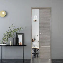 Porte coulissante Triaconta gris clair H.204 x l.83 cm-