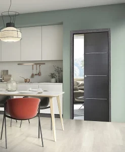 Porte coulissante Triaconta grise H.204 x l.83 cm