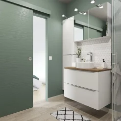 Porte coulissante Vague relief blanc H.204 x l.73 cm