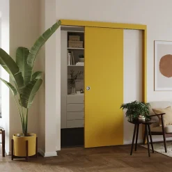 Porte coulissante Vague relief blanc H.204 x l.73 cm