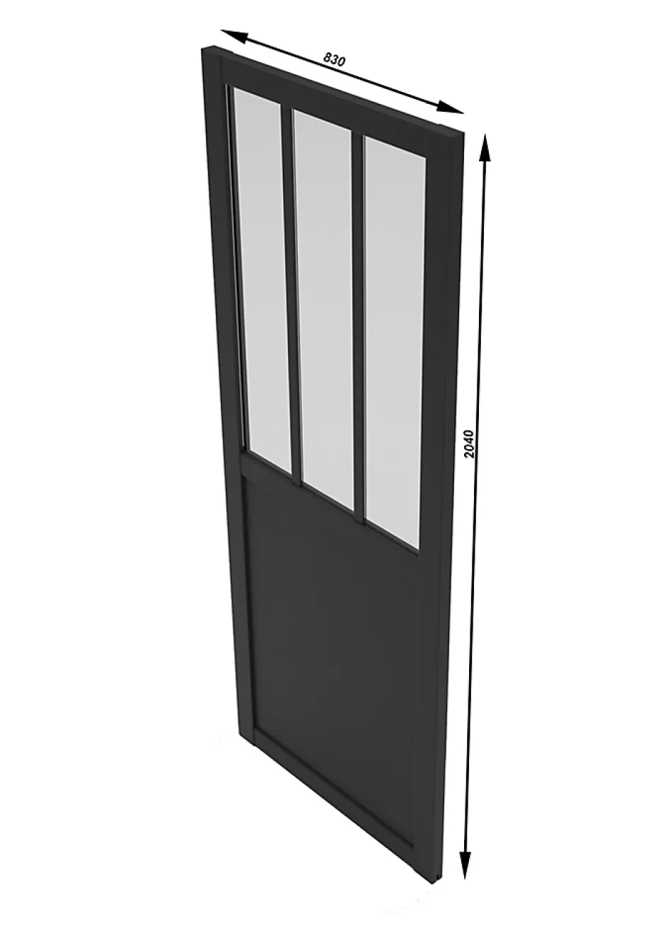 Porte coulissante vitrée esprit atelier H.204 x l.83 cm