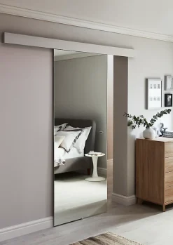 Porte coulissante vitrée Reflecto miroir H.204 x l.83 cm