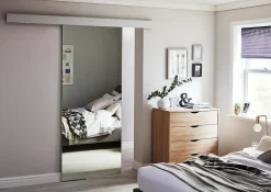 Porte coulissante vitrée Reflecto miroir H.204 x l.83 cm