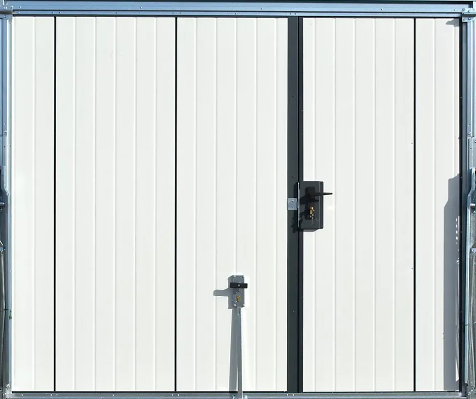 Porte de garage basculante grise avec portillon l.240 x H.200 cm x Ep.20 mm-Spadone Hot