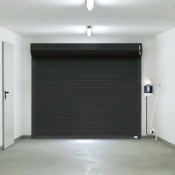 Porte de garage enroulable motorisée aluminium Agathe gris - L.240 x h.200 cm (pré-montée)-PROTECTA Online