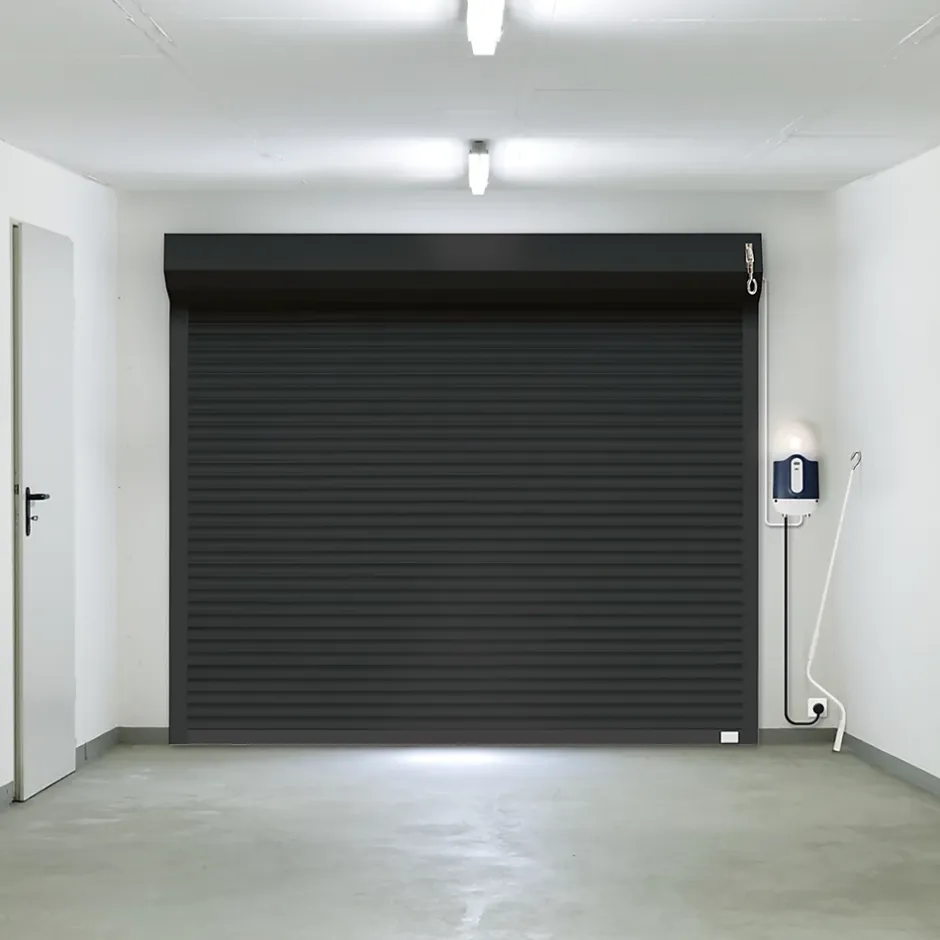 Porte de garage enroulable motorisée aluminium Agathe gris - L.240 x h.200 cm (pré-montée)-PROTECTA Online