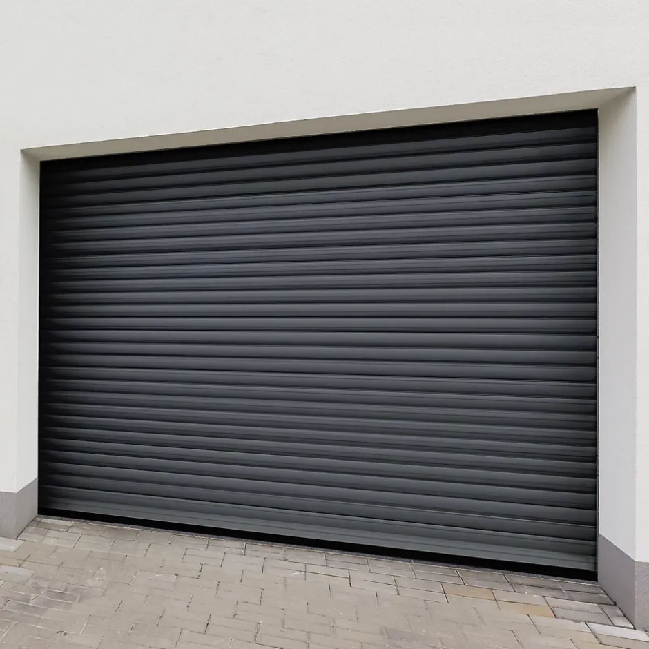 Protecta Porte de garage motorisée enroulable aluminium Ambre gris H.200 x L.300 cm