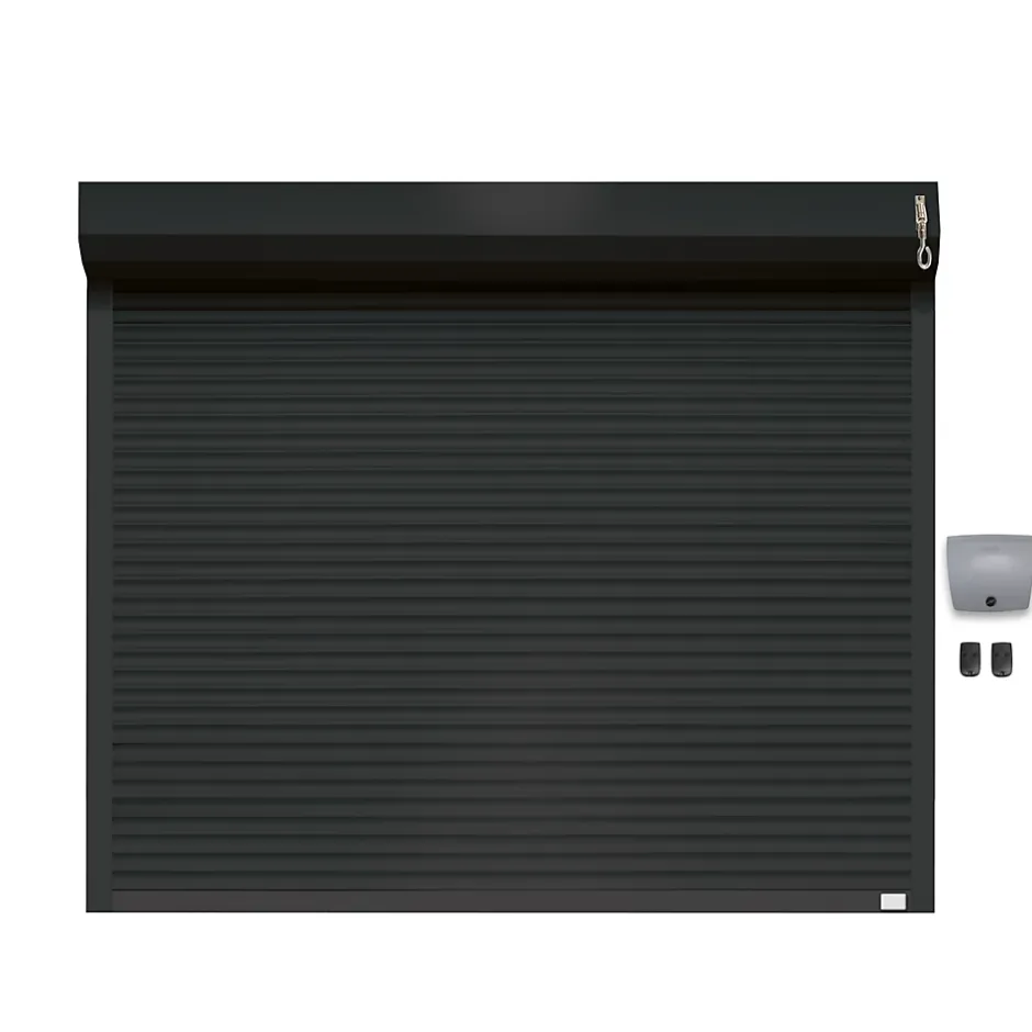 Protecta Porte de garage motorisée enroulable aluminium Ambre gris H.200 x L.300 cm