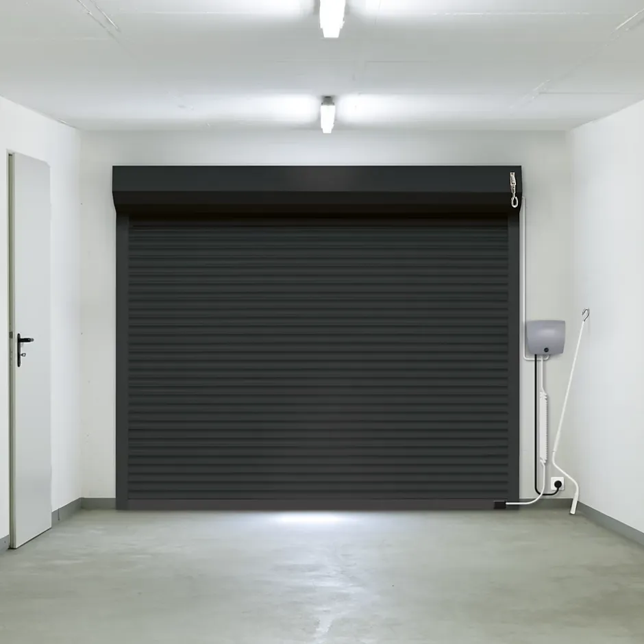 Protecta Porte de garage motorisée enroulable aluminium Ambre gris H.200 x L.300 cm