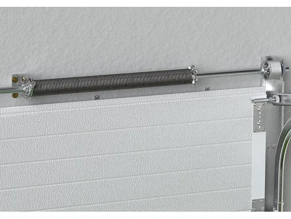 Vente-unique Porte de garage sectionnelle à cassette blanc motorisée L254 x H218 cm - CAOPAS