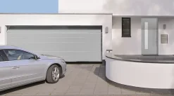 Porte de garage sectionnelle acier EcoStar blanc aluminium RAL 9006 - l.237,5 x h.200 cm - motorisée-Hormann New