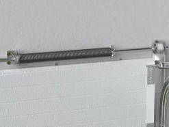 Vente-unique Porte de garage sectionnelle à cassette blanc avec fenêtres motorisée L254 x H218 cm - CAOPAS