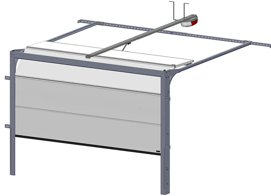 Porte de garage sectionnelle blanche motorisée l.300 x H.212,5 cm x Ep.40 mm, Polygrain-Spadone New